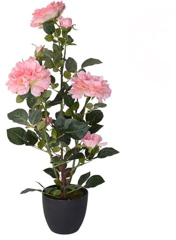 Murago - XL Künstliche Rosen Pflanze im Topf ca. 70cm - Große Kunstpflanze Rosen mit Topf Pink Rosa Rosenbaum Tisch Deko Zimmerpflanze Wohnzimmer Badezimmer Pflanzen