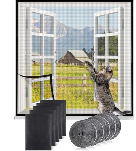 dvSRFw 5Stk Fliegengitter Fenster, 130 x 150cm Selbstklebendes Moskitonetze für Fenster mit Klebeband, Moskitonetz Fenster, Hohe Dichte Mückengitter, Schützen die Familie vor Insekten