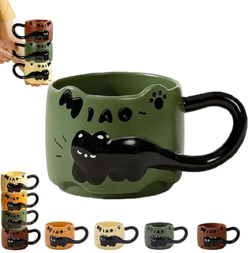 KIEYIQE Tazas de café apilables de cerámica, 4 estilos (Green)