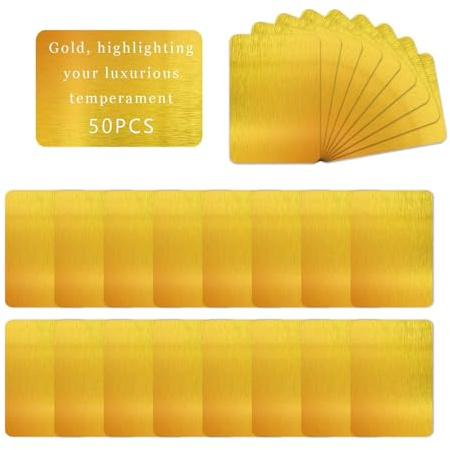 Tarjetasde Nombre de Oficina Metálico,50 Hojas TarjetasdeVisita,TarjetadeVisita Metal Aluminio,Tarjetas de Visita en Blanco,para Oficina Tarjetas de Regalo DIY,Tarjeta Metal Grabada Láser,（oro）