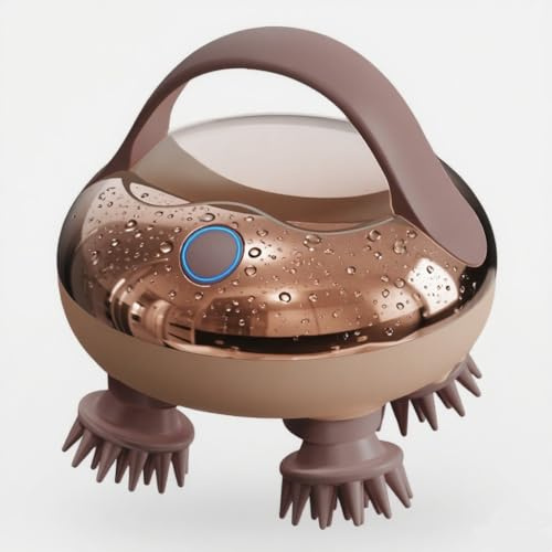 Scalp Massager, 4 Massageköpfen Kopfhaut Massagebürste Kopfmassagegerät Elektrisch mit 2 Knetmodi, IPX7 Wasserdicht Kopf Massagebürste Kopfmassage Bürste, Kann Sowohl auf Nass und Trocken Haar