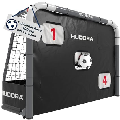 HUDORA Fußballtor RoCo mit Torwand (2-in-1) – Flexibles Targetshot-System – wetterfest, klappbar & stabil – für Kinder und Erwachsene – inkl. Punktzähler und variablen Zielöffnungen