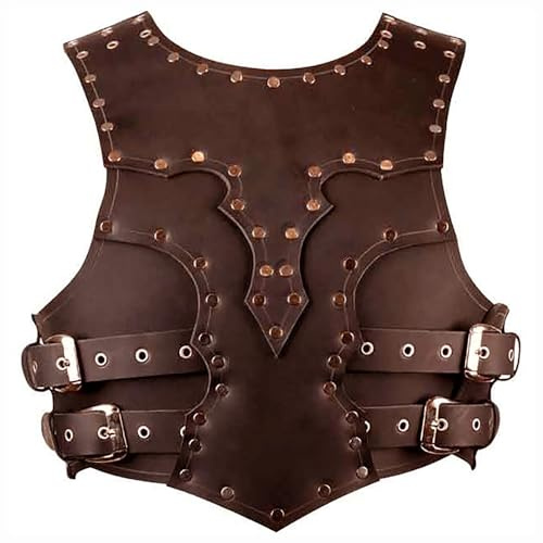 FAD-4U Mittelalter Ritter Leder Brustpanzer Verstellbare Schnalle Brustpanzer Cosplay Kostüm Schwarz Braun (Braun)