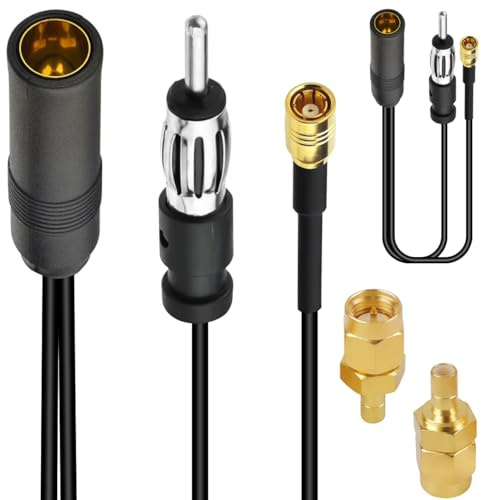 DAOKAI DAB Splitter Adapter Din Buchse auf Din Stecker + SMB Autoradio Adapter Autoradio Antennensplitterkabel RG174 30cm Plug and Play für AM/FM DAB Autoradio Antenne