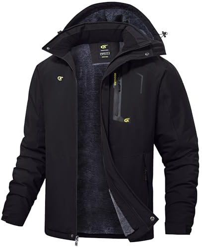 Tyhengta Herrenjacke Winter Fleece Skijacken Wasserdichte Outdoor Wanderjacke Winddichte Gefüttert Wintermäntel mit Kapuze