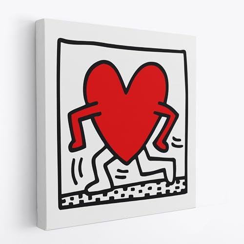 Artis Laboratory Poster Riproduzione Keith Haring 70x70cm Cuore in Fuga- Stampa su Tela Artistica SENZA CORNICE, Quadri Moderni Soggiorno, Arredo Casa Ufficio, Eco-Friendly, Made in Italy