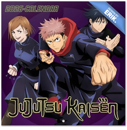 Grupo Erik Kalender 2026 Wandkalender Jujutsu Kaisen Kalender Familienplaner - Jahresplaner Monatskalender 2026 30 x 30 cm Planer Jahreskalender 25 für 12 Monate - Offizieller Anime Manga Fanartikel