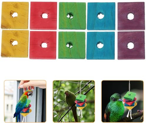 50 Pieces DIY Parrot Wood Chips Mixed Color Safe Chewing Blocks for Cockatiels Parakeets and Small Birds Educational Interactive Bird Bite for Skill Development and Play