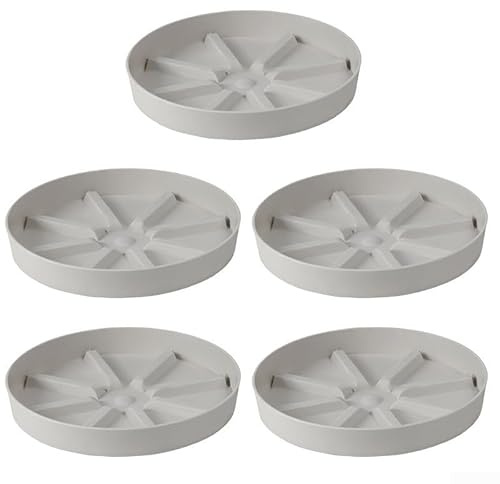 Blombrickor i plast 5-pack, för trädgårdsanvändning med dräneringsspår för växttillväxt (vit)