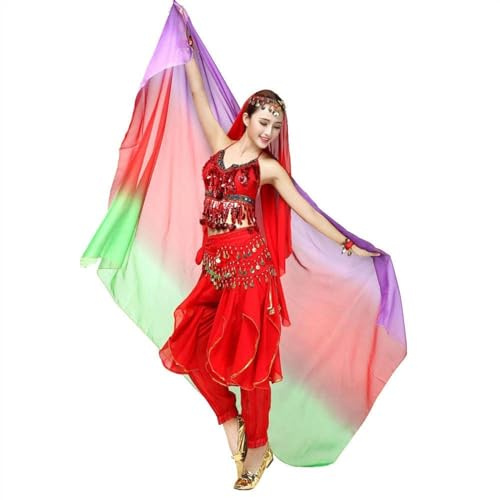 MDSIOKHJ Pañuelo De Seda para Danza del Vientre Novedad gradiente Velo Chal Cara Bufanda Moda Mujer Danza Vientre Disfraz Seda del(Color-05)