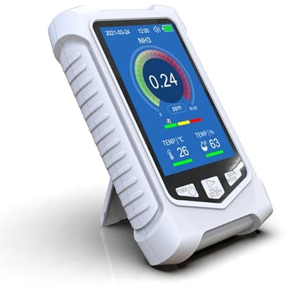 Detector de Gas amoníaco portátil con Pantalla LCD, Rango 0-50 ppm, medidor Monitor Temperatura y Humedad Alta sensibilidad para Laboratorio