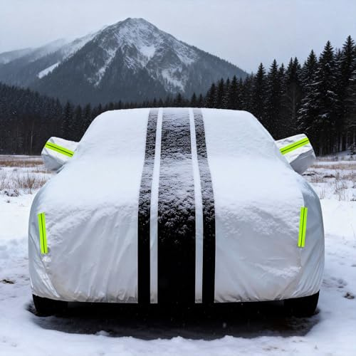 Auto Abdeckplane Wasserdicht für Mini Cooper Convertible 3-Doors Outdoor Vollgarage aus Oxford-Gewebe,Wetterfest Hagelschutz UV-Schutz,Mit Reflektierenden Streifen,Silber