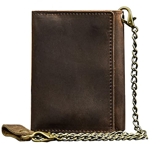 JXXUIRUIEEN Monedero pequeño con Clip for Billetera de Cadena for Hombre Cuero para Motociclistas al Aire Libre