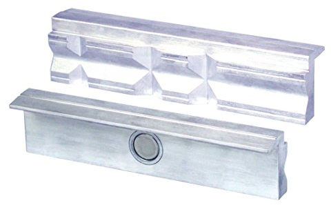 Heuer Schraubstockbacken (Schutzbacken rechtwinkelig; planparallel; integrierte Spezialmagnete; passend zu Schraubstock 100 mm; Material: Aluminium) 109100