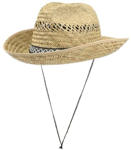 Lipodo Texas Strohhut Cowboy und Western Hut Made in Italy Damen und Herren Frühling Sommer