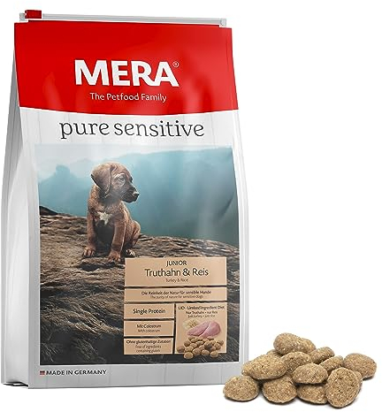 MERA Pure Sensitive Junior mit Truthahn & Reis (12,5kg), leicht verdauliches Welpenfutter für Junge Hunde großer Rassen ab dem 6. Monat