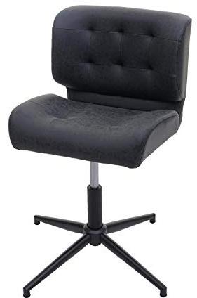 Mendler Esszimmerstuhl HWC-H42 - Kunstleder Vintage dunkelgrau, Fuß schwarz | Drehstuhl, Küchenstuhl, höhenverstellbar drehbar