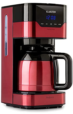 KLARSTEIN Cafetera Goteo 10 Tazas con Capacidad de 1.2L, Cafeteras Pequeñas Filtro 800W, Cafetera Americana Café Molido con Temporizador, Jarra Térmica de Acero Inoxidable, Cafetera de Filtro Café