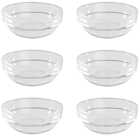 6 Pack Mini Glass Bowls, 80ml Small Glass Bowls for Dips, Ingredient Bowl for Cooking, Sauce Dish Small for Condiment, Spices, Starter - M&W