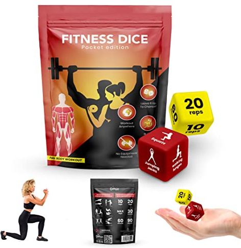 Gifton - Fitness Dice Fun Workout Exercises Strength Training Routines Switch Up To Home Gym Outdoors Pocket Size Exercise Decision Dices Gift for Men Women Him Her No Weights Require, Red Black
