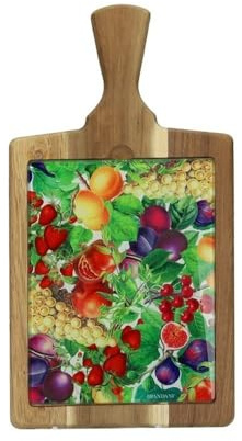Brandani 52442 Tagliere Le Primizie Acacia Vetro Decorato, 18x34.5 cm