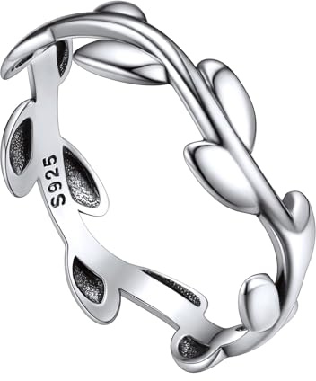 ChicSilver 925 Sterling Silver Olive Branch Ring for Women Flower Vine Promise Band Rings Natural Leaf Jewelry