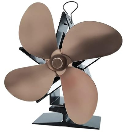 Fireplace 4 Blades Heat Powered Stove Fan Log Wood Burner Fan Quiet Home Fireplace Fan Efficient Heat Distribution (Vintage Copper)
