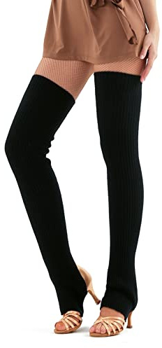 JK Home Guêtres Femme Fille Jambières Longue Tricoté Chaussettes de Yoga Sport Botte pour Danse Ballet Noir