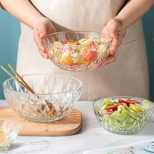 MIlAodE Europäischer Stil Diamant Glas Salat Obst Suppenschüssel Transparent Dessert Hochzeit Familie Teller Größe verdicktes Geschirr Set (Color : A, Size : 20 * 8.5cm) (A 20 * 8.5cm)