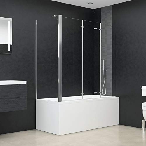 Duschabtrennung, MOONAIRY Duschwand, Badewannenaufsatz, Duschwand Für Badewanne, Badewanne Wand, Glaswand Badewanne, Badewanne Duschwand, 120x69x130 cm Hartglas Transparent