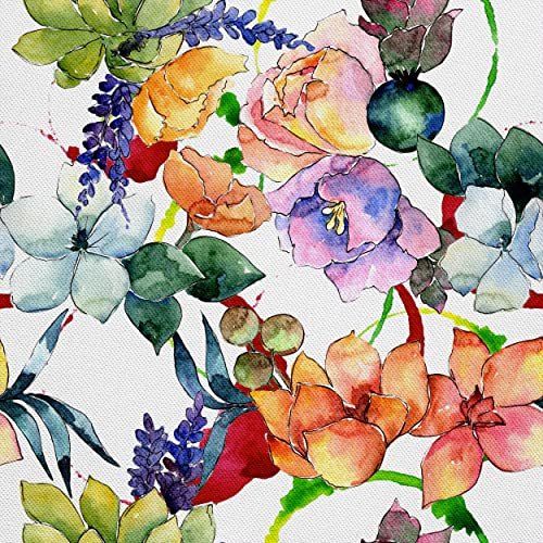HEKO PANELS Stoff Oxford wasserdicht, Blumen Bunt, 1 Meter 155 x 100 cm | Dekostoffe zum Nähen und Handwerken, blickdichte Möbelstoffe, Nähstoffe DIY, als Meterware erhältlich