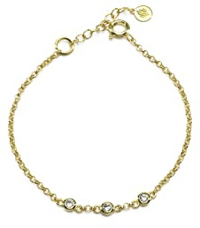ANEMONE JEWELRY Minimalistische 14k Gold Kette Armband mit Drei Cubic Zirkonia Steinen - Elegantes Geschenk für Mama