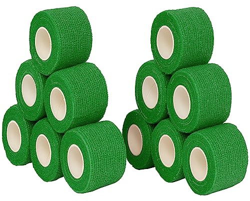 Selbsthaftende Bandage, selbstklebend, 12 Stück, 5 cm x 4,5 m, Marke Vendari für Crossfit Veterinär Sport (Grün)