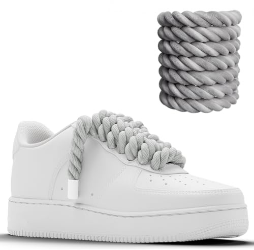 Chunky Laces Cordones de cuerda de 14 colores, 14 mm de grosor, 140 cm de longitud, ideales para zapatillas Air Force 1, zapatos deportivos AF, accesorios personalizados, cordones de algodón grueso