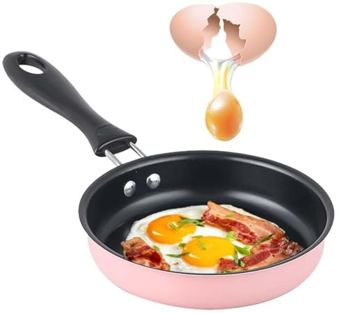ZPSHYD Mini Antihaft Bratpfanne 12 cm,Edelstahl Frühstückspfanne(Rosa),Kleine Pfanne Geeignet für Eier, Tofu,Frühstück&Camping,Induktionsherd