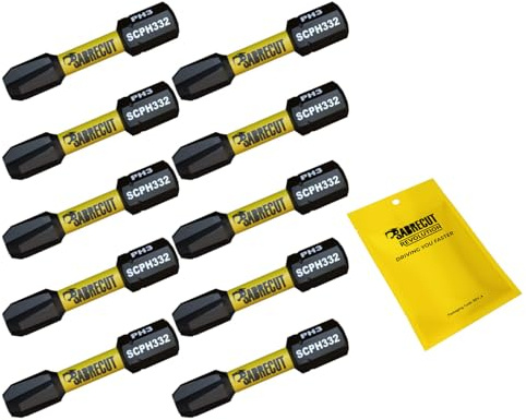 SabreCut 10pcs SCPH332_10 32mm PH3 Impact Screwdriver Bits Heavy Duty | Forged precision tips and heat-treated torsion steel improve impact resistance, durability and reduce breakage