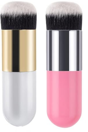Pennello cosmetico in polvere, pennello per fard, pennello grande per il viso per cipria sciolta o pressata, spazzola in fibra di peluche (confezione da 2)