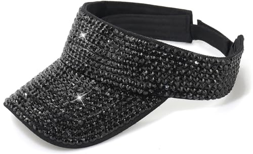 MESU Womens Bling Rhinestone Sport Sun Visor Hats Adjustable Summer Cap