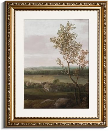 InSimSea Wandkunst, Retro-Stil, goldgerahmt, für Zuhause, Zimmer, ländliche Landschaft, Vintage-Wanddekoration, Leinwanddruck, Kunstwerk, Bauernhaus-Dekoration, antiker Bilderrahmen,