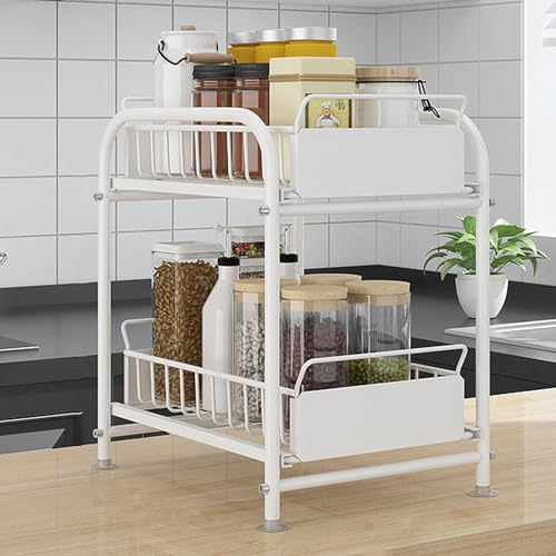 Wansiman Estante de Almacenamiento Debajo del Fregadero,Deslizante Almacenaje Debajo Fregadero,Organizador Armario Fregadero Cocina,Estante Especiero de Pie Libre,para Cocina y Mueble de Baño