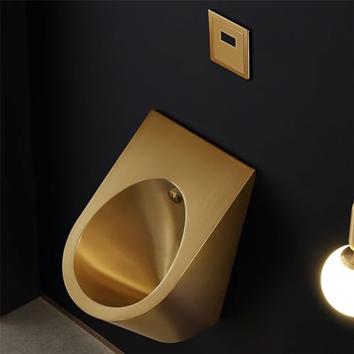 ZHIXUMM Urinoir à Chasse d'eau Mural pour Hommes, Urinoirs De Toilettes Publiques Commerciaux en Acier Inoxydable, Urinoir pour Hommes Anti-éClaboussures à Capteur Intelligent,Gold