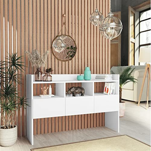 JUDYY Sideboard, Kommode, Kommoden & Sideboards, Schrank Wohnzimmer, Commode, Schlafzimmerkommode, Weiß 105x30x70 cm Spanplatte