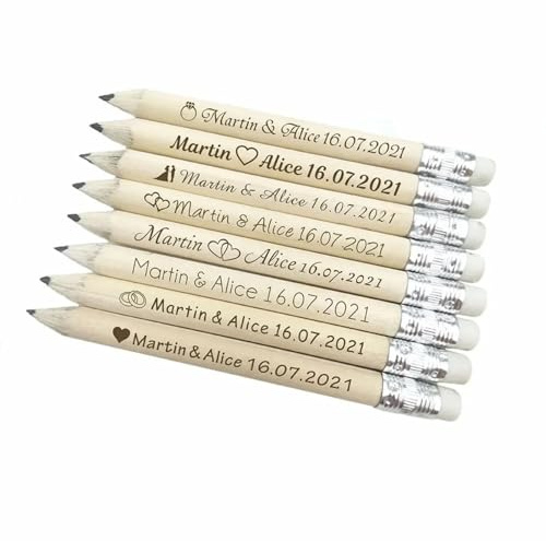 XFZDKJSD Personalisierte Hochzeits-Holzstifte, Hochzeitsgeschenke für Gäste, personalisierte Bleistifte mit Namen, personalisierte Holzstifte (20 Stück)