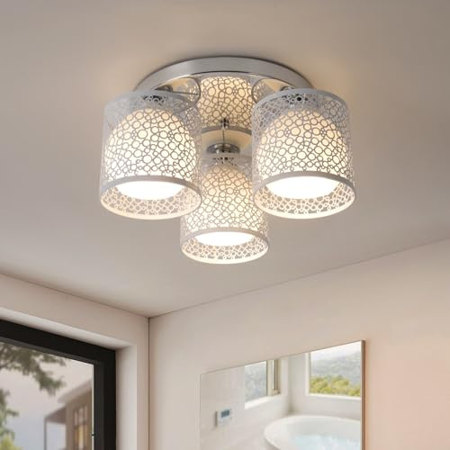 ZYDTRIP 3-Light Chandelier with Milky Glass Shade - Modern Ceiling Light Fittings for Bedroom, Living Room, Hallway, Bathroom, Foyer, Kitchen