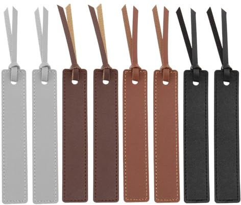 eMagTech 8 Stück Lesezeichen-Set aus PU-Leder Mehrfarbig 13cm x 2,4cm Lesezeichen Buch Lederanhänger Lesezubehör für Planer Tagebücher Notizbücher Zubehör