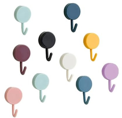 AQXYWQOL 10 pezzi Ganci da parete autoadesivi resistenti senza forare Ganci for appendere cappotti, borse, bagni, porte, asciugamani da cucina, accessori for la casa(White Yellow)