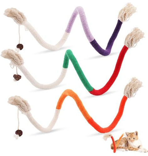 MOKIDO 3 Stück Katzenminze Stick, 70 cm Katzenspielzeug Beißseil, Interaktives Kauspielzeug Katze, Interaktives Beißseil, Katze kauen Seil für Gegen Mundgeruch und Katzen Zahnpflege