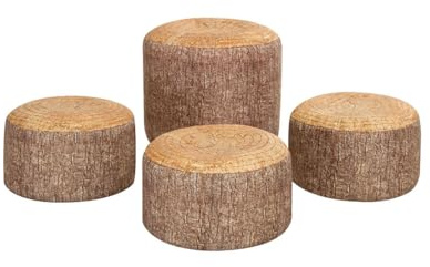 Eden Learning Spaces Learn About Nature Themed Seating, Portable Sensory Bean Filled Seat, Indoor and Outdoor Seating for Early Years, KS1, KS2 Boys and Girls, Small Tree Stump, 4 - pack Multipack