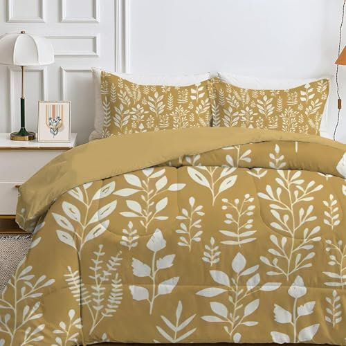 Bettdecke 200x220 Ohne Bezug Nutzbar, Blumen Und Pflanzendruck Bettdecken Waschbar Ganzjahresdecke Retro 4 Jahreszeiten Steppdecke, Bettzeug Microfaser mit 2 Kissenbezug für Sommer Winter Doppelbett