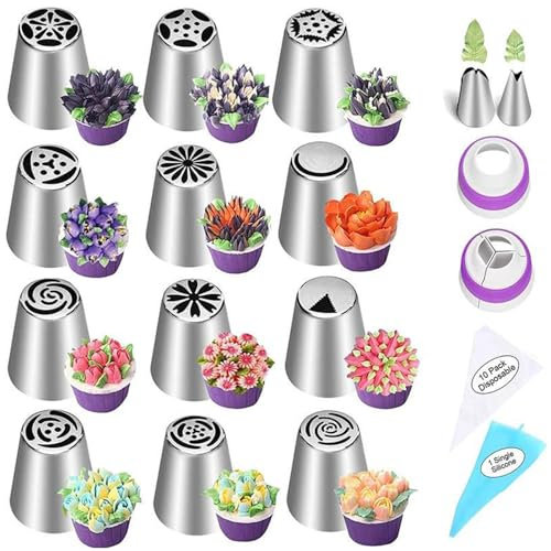 Bpoeee Cake Decorating Kit, Piping Bags and Tips Set reusable, Cake Decor Piping Tips, Cake Baking Decor Tool Set, Piping Kit for Cake Decorating, Cake Decorating Supplies (27PCS)